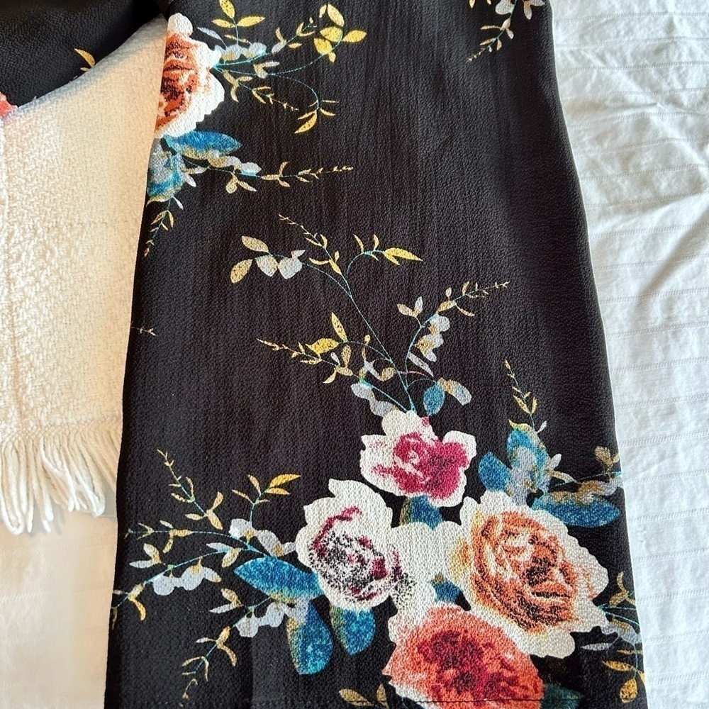 Abollria Kimono Floral Dark Blue and Pink Open Front Blouse size Large - Picture 10 of 16
